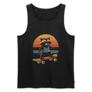 Waschbär auf Skateboard vintage - Männer Premium Bio Tank Top - Schwarz - Vorne - Michal (187cm)