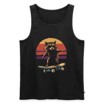 Waschbär auf Skateboard vintage - Männer Premium Bio Tank Top - Schwarz - Vorne - Michal (187cm)