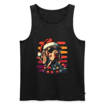 Weimaraner Weihnachtsmütze und Sonnenbrille - Männer Premium Bio Tank Top - Schwarz - Vorne - AI Model Male 178 light (178cm)