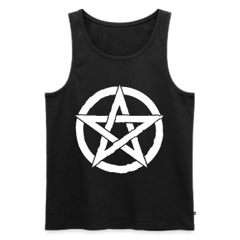 Pentagram for Atheists and Satanists or Goths - Men's Premium Organic Tank Top - black - Front - AI Model Male 178 light (178cm)