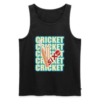 Cricket bat and ball hit for six - Men's Premium Organic Tank Top - black - Front - Michal (187cm)