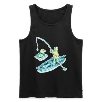 Pêche à la sardine - Débardeur bio Premium Homme - noir - Devant - AI Model Male 178 light (178cm)