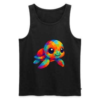 WPAP Polygon Kawaii Tiere Baby Meeres Schildkröte - Männer Premium Bio Tank Top - Schwarz - Vorne - AI Model Male 178 light (178cm)