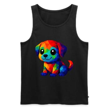 WPAP Kawaii Polygon Stil Tiere Baby Hunde Welpe - Männer Premium Bio Tank Top - Schwarz - Vorne - AI Model Male 178 light (178cm)