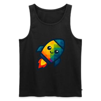 WPAP Polygon Kawaii Stil Baby Spielzeug Rakete - Männer Premium Bio Tank Top - Schwarz - Vorne - Michal (187cm)