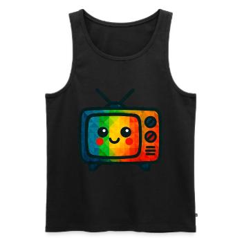 WPAP Polygon Kawaii Stil Spielzeug Fernsehgerät - Männer Premium Bio Tank Top - Schwarz - Vorne - AI Model Male 178 light (178cm)