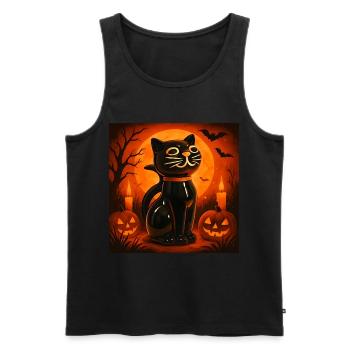 Spooky Cat Halloween Gift - Men's Premium Organic Tank Top - black - Front - Michal (187cm)