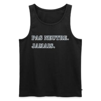 NICHT NEUTRAL. NIEMALS. - Männer Premium Bio Tank Top - Schwarz - Vorne - Michal (187cm)