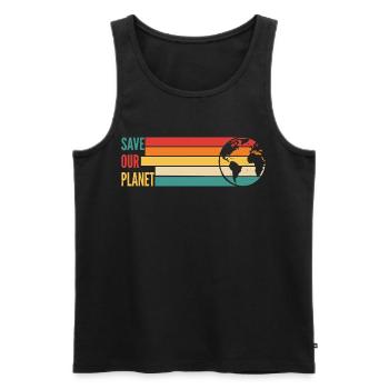 Save Our Planet Shirt Retro Umwelt - Männer Premium Bio Tank Top - Schwarz - Vorne - AI Model Male 178 light (178cm)