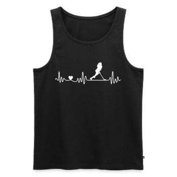 Battement de cœur au hockey pour femmes et filles - Débardeur bio Premium Homme - noir - Devant - Michal (187cm)