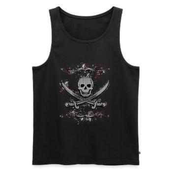 Jolly Roger Skull Pirate Paint Splatter - Men's Premium Organic Tank Top - black - Front - Michal (187cm)