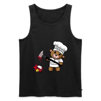 Teddy Bear Fantasy Horror Cook Meat Vegan Chicken - Men's Premium Organic Tank Top - black - Front - AI Model Male 178 light (178cm)