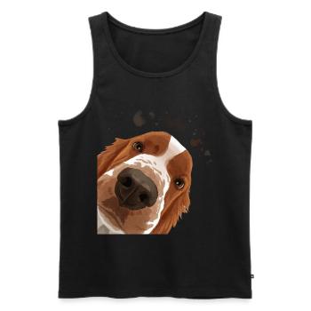 Curieux Welsh Springer Spaniel chien - Débardeur bio Premium Homme - noir - Devant - AI Model Male 178 light (178cm)