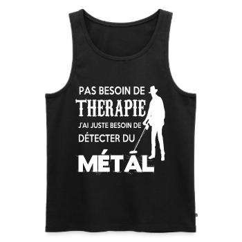 Détecteur de métal thérapie humour homme cadeau - Débardeur bio Premium Homme - noir - Devant - Michal (187cm)