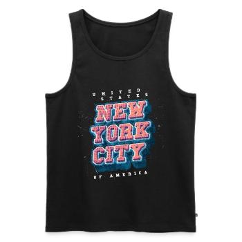 New York City NYC États-Unis America City Font - Débardeur bio Premium Homme - noir - Devant - AI Model Male 178 light (178cm)