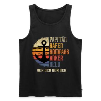 Papitän Anker Hafen Kompass Held Vater Papa Segeln - Männer Premium Bio Tank Top - Schwarz - Vorne - Michal (187cm)