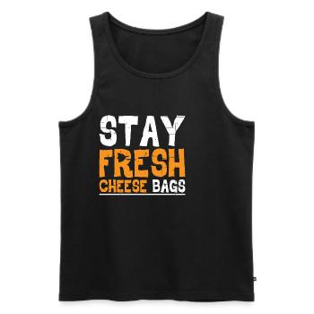 Stay Fresh Cheese Bags 22 - Men's Premium Organic Tank Top - black - Front - AI Model Male 178 light (178cm)