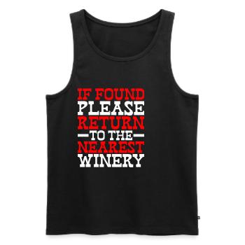 If Found Please Return To The Nearest Winery - Men's Premium Organic Tank Top - black - Front - AI Model Male 178 light (178cm)