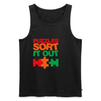 Puzzlers Sort It Out 3 - Men's Premium Organic Tank Top - black - Front - Michal (187cm)