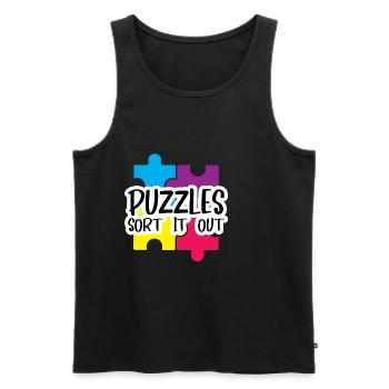 Puzzlers Sort It Out 4 - Men's Premium Organic Tank Top - black - Front - Michal (187cm)