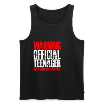 Warning Official Teenager, May Contain Attitude - Men's Premium Organic Tank Top - black - Front - AI Model Male 178 light (178cm)