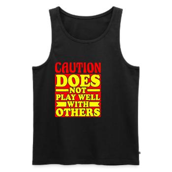 Caution does not play well with others 34 - Men's Premium Organic Tank Top - black - Front - AI Model Male 178 light (178cm)