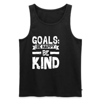 Goals Be Happy, Be Child 9 - Men's Premium Organic Tank Top - black - Front - AI Model Male 178 light (178cm)