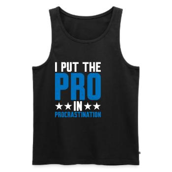 Je mets le pro dans la procrastination 9 - Débardeur bio Premium Homme - noir - Devant - AI Model Male 178 light (178cm)