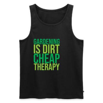 Gardening Is Dirt Cheap Therapy 2 - Men's Premium Organic Tank Top - black - Front - Michal (187cm)