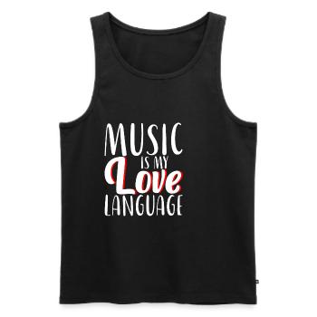 La musique est mon amour Langue 2 - Débardeur bio Premium Homme - noir - Devant - Michal (187cm)