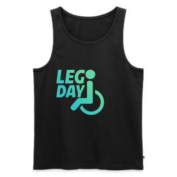 Leg Day Fauteuil roulant handicapé 22 - Débardeur bio Premium Homme - noir - Devant - Michal (187cm)