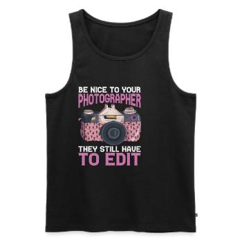 Be Nice To Photographer, They Still Have To Edit - Männer Premium Bio Tank Top - Schwarz - Vorne - AI Model Male 178 light (178cm)