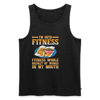 Fitness Panier entier d’ailes dans ma bouche - Débardeur bio Premium Homme - noir - Devant - Michal (187cm)