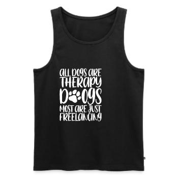 All Dogs Are Therapy Dogs, Most Are Freelancing 3 - Männer Premium Bio Tank Top - Schwarz - Vorne - AI Model Male 178 light (178cm)