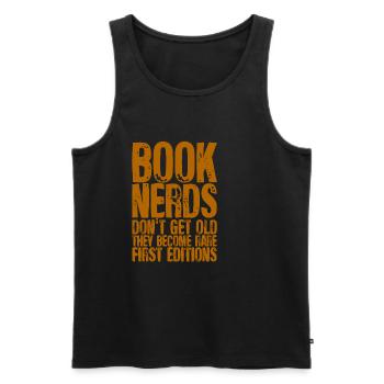 Les nerds du livre ils deviennent rares Premières éditions 2 - Débardeur bio Premium Homme - noir - Devant - Michal (187cm)