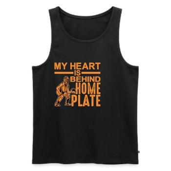Mon cœur est derrière la maison Plaque 2 - Débardeur bio Premium Homme - noir - Devant - AI Model Male 178 light (178cm)