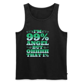 Je suis 99% Ange Mais oh ce 1% - Débardeur bio Premium Homme - noir - Devant - AI Model Male 178 light (178cm)
