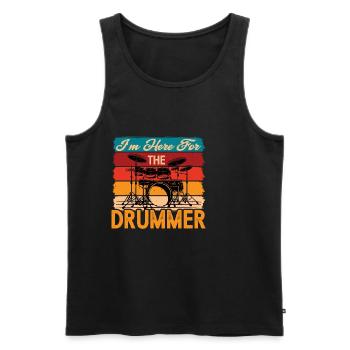 I'm Here For The Drummer 7 - Männer Premium Bio Tank Top - Schwarz - Vorne - Michal (187cm)