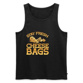 Stay Fresh Cheese Bags 24 - Men's Premium Organic Tank Top - black - Front - AI Model Male 178 light (178cm)