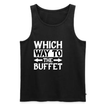 Which Way To The Buffet 16 - Männer Premium Bio Tank Top - Schwarz - Vorne - AI Model Male 178 light (178cm)