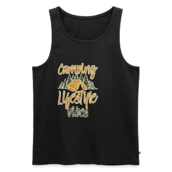 Camping Lifestyle Vibes 2 - Men's Premium Organic Tank Top - black - Front - Michal (187cm)