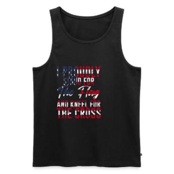 Je me tiens fièrement pour le drapeau agenouillé pour la croix 3 - Débardeur bio Premium Homme - noir - Devant - Michal (187cm)