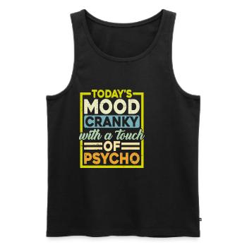 L’humeur d’aujourd’hui grincheuse avec une touche de psychologie - Débardeur bio Premium Homme - noir - Devant - Michal (187cm)