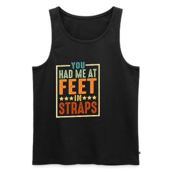 Tu m’avais aux pieds dans les sangles 6 - Débardeur bio Premium Homme - noir - Devant - Michal (187cm)