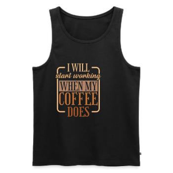 I will start working when my coffee does 2 - Men's Premium Organic Tank Top - black - Front - Michal (187cm)
