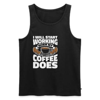 I Will Start Working When My Coffee Does - Men's Premium Organic Tank Top - black - Front - Michal (187cm)