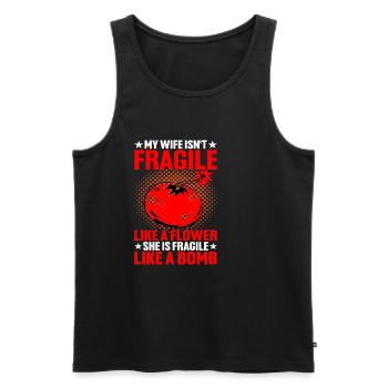 My Wife Isn't Fragile Like A Flower - Men's Premium Organic Tank Top - black - Front - Michal (187cm)