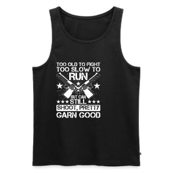 Too Old To Fight, Too Slow To Run 2 - Men's Premium Organic Tank Top - black - Front - AI Model Male 178 light (178cm)