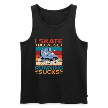 Je patine parce que courir est nul - Débardeur bio Premium Homme - noir - Devant - Michal (187cm)