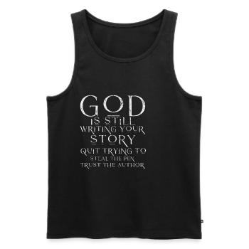 God Is Still Writing Your Story 3 - Men's Premium Organic Tank Top - black - Front - AI Model Male 178 light (178cm)